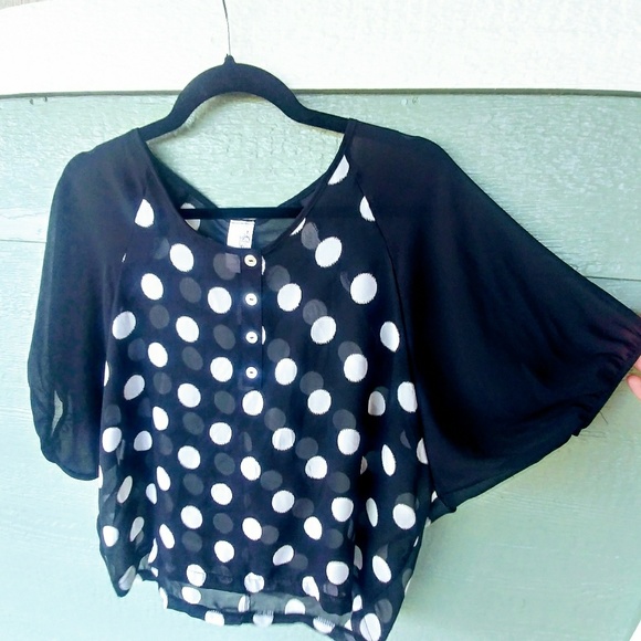 Boho Anthro Polka Dot Birdcage Top - Picture 3 of 6